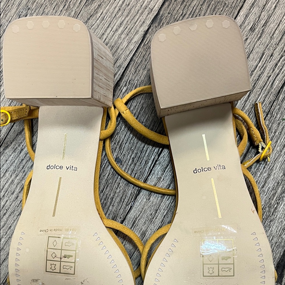 Dolce Vita Yellow Strappy Sandals - Picture 3 of 3